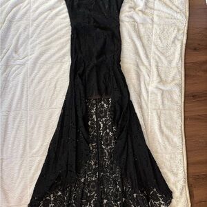 Luxxel Black Lace High Low Dress